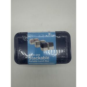 Stackable Lunch Box W/ Utensils Munch Box Portable 8 x 4 NWT